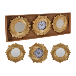 Ρολόι Τοίχου  Με Καθρέφτες- Χρυσό 25cm