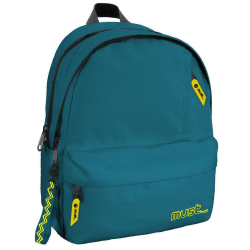 Must Monochrome Plus με 2 Κεντρικές Θήκες Σχολική Τσάντα Πλάτης Γυμνασίου - Λυκείου σε Πράσινο χρώμα Μ32 x Π17 x Υ42εκ