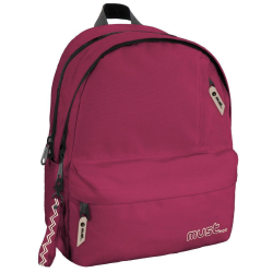 Must Monochrome Plus Double Σχολική Τσάντα Πλάτης Γυμνασίου - Λυκείου σε Μπορντό χρώμα Μ32 x Π19 x Υ42εκ