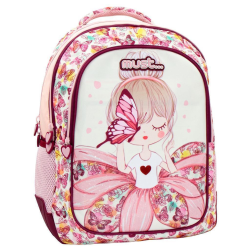 Must Butterfly Girl με 3 Θήκες Σχολική Τσάντα Πλάτης Δημοτικού σε Ροζ χρώμα Μ32 x Π18 x Υ43εκ