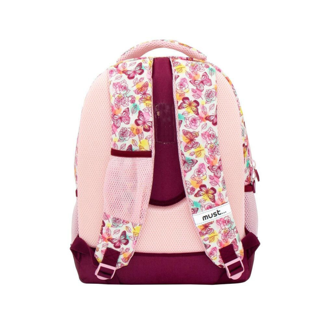 Must Butterfly Girl με 3 Θήκες Σχολική Τσάντα Πλάτης Δημοτικού σε Ροζ χρώμα Μ32 x Π18 x Υ43εκ