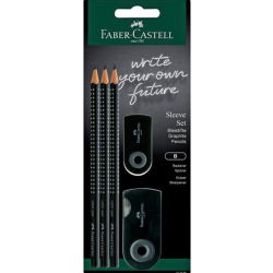 Faber-Castell Grip Σετ 5 Μολύβια B με Ξύστρα και Γόμα Μαύρα