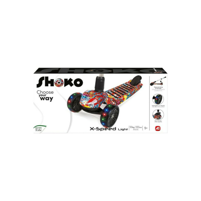 Παιδικό Πατίνι Αναδιπλούμενο Shoko Twist & Roll X-Speed Light Τρίτροχο για 5+ Ετών Λευκό