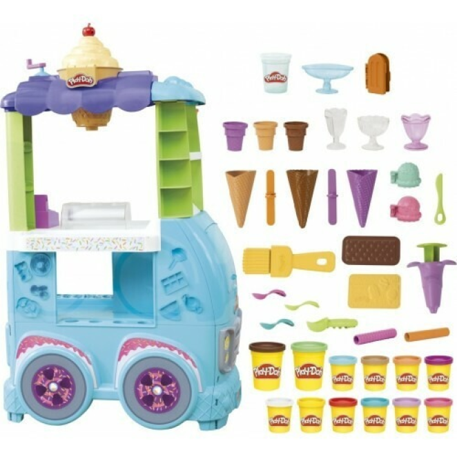 Hasbro Play-Doh Πλαστελίνη - Παιχνίδι Ice Cream Truck για 3+ Ετών, 12τμχ