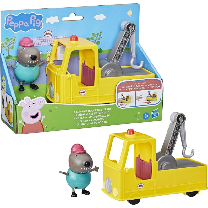 Hasbro Peppa Pig Granddad Dogs Tow Truck Construction Vehicle And Figure Set F9519